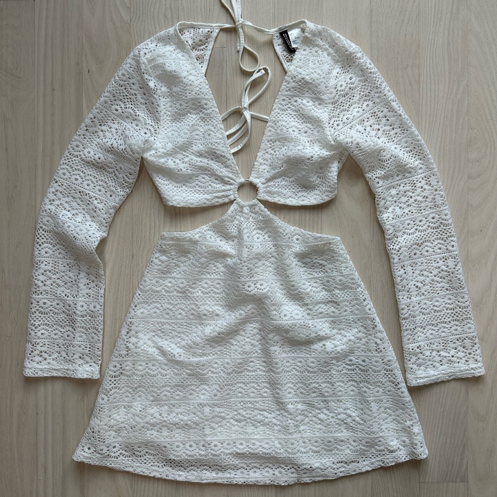 Zara white crochet dress with cutouts